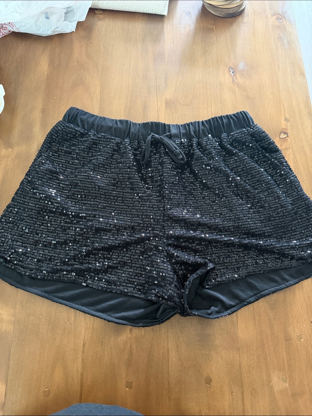 Black Sequin Women's Lounge Shorts